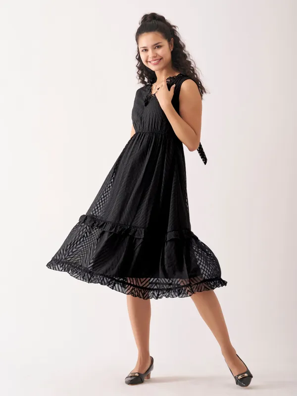 Black_Fancy_Plain_And_Designer_Dress_For_Women