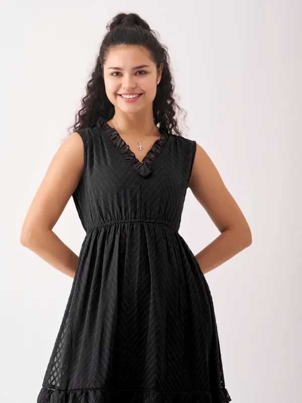Black_Fancy_Plain_And_Designer_Dress_For_Women