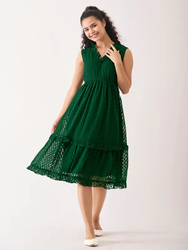 Green_Fancy_Plain_And_Designer_Dress_For_Women