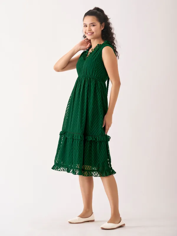 Green_Fancy_Plain_And_Designer_Dress_For_Women