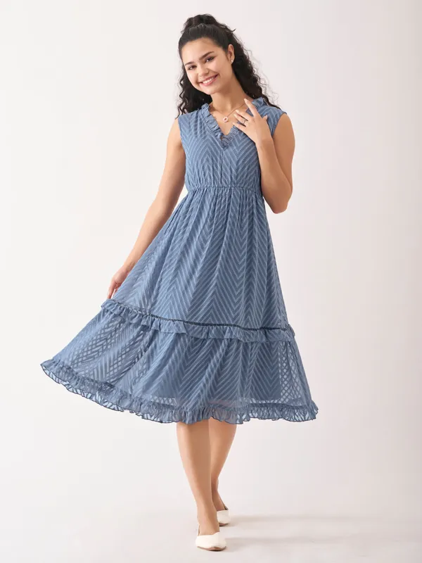 Greyish_Blue_Fancy_Plain_And_Designer_Dress_For_Women