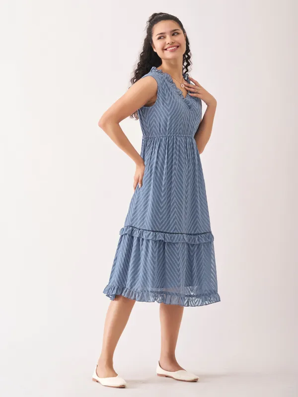 Greyish_Blue_Fancy_Plain_And_Designer_Dress_For_Women