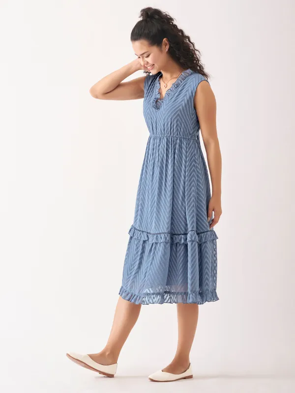 Greyish_Blue_Fancy_Plain_And_Designer_Dress_For_Women