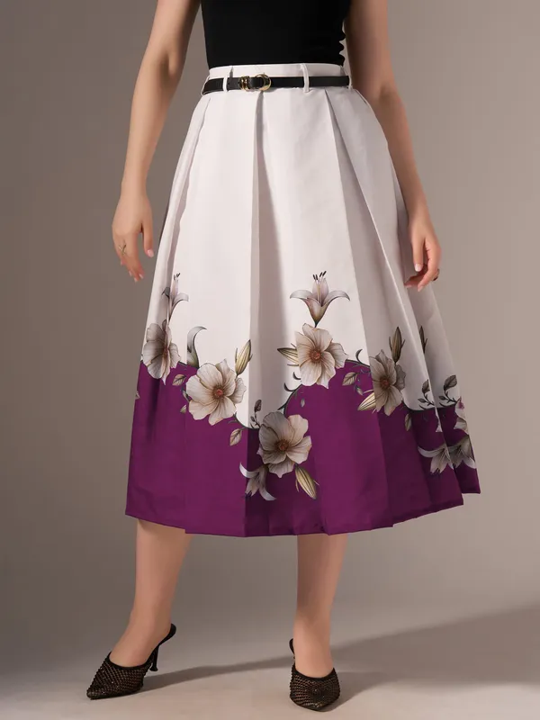 Wine_Cotton_Midi_Fla_Pleated_Skirt_With_Belt_Loop_For_Women