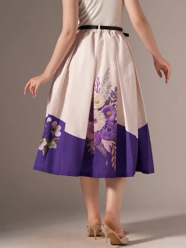 Purple_Cotton_Midi_Fla_Pleated_Skirt_With_Belt_Loop_For_Women