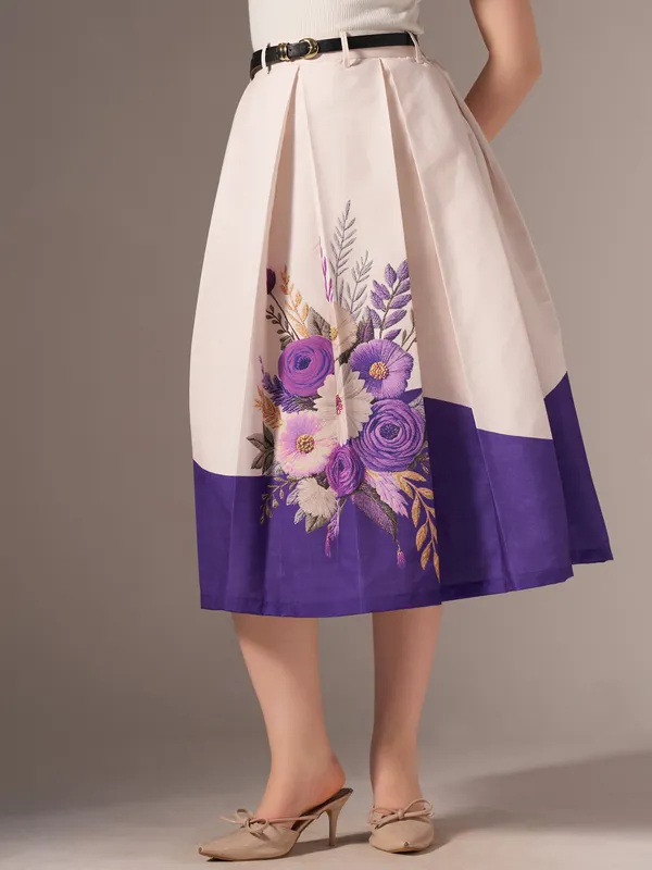 Purple_Cotton_Midi_Fla_Pleated_Skirt_With_Belt_Loop_For_Women
