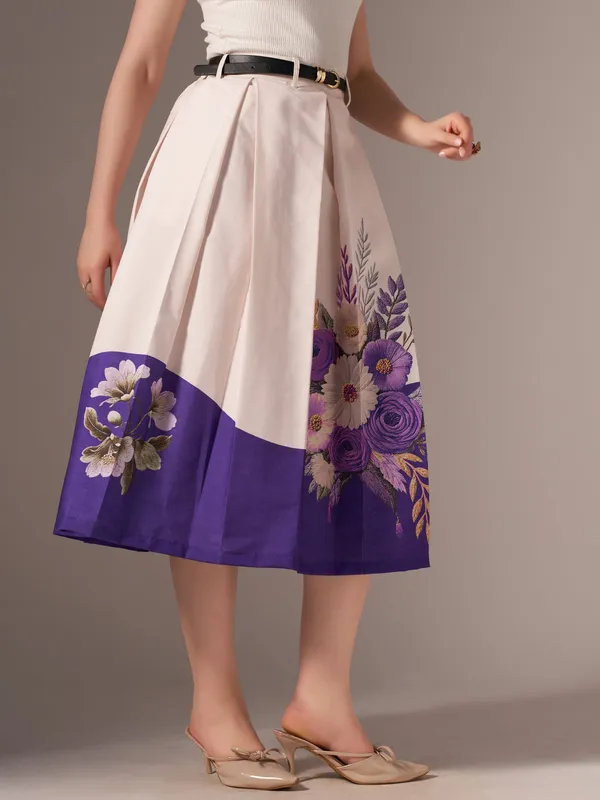 Purple_Cotton_Midi_Fla_Pleated_Skirt_With_Belt_Loop_For_Women