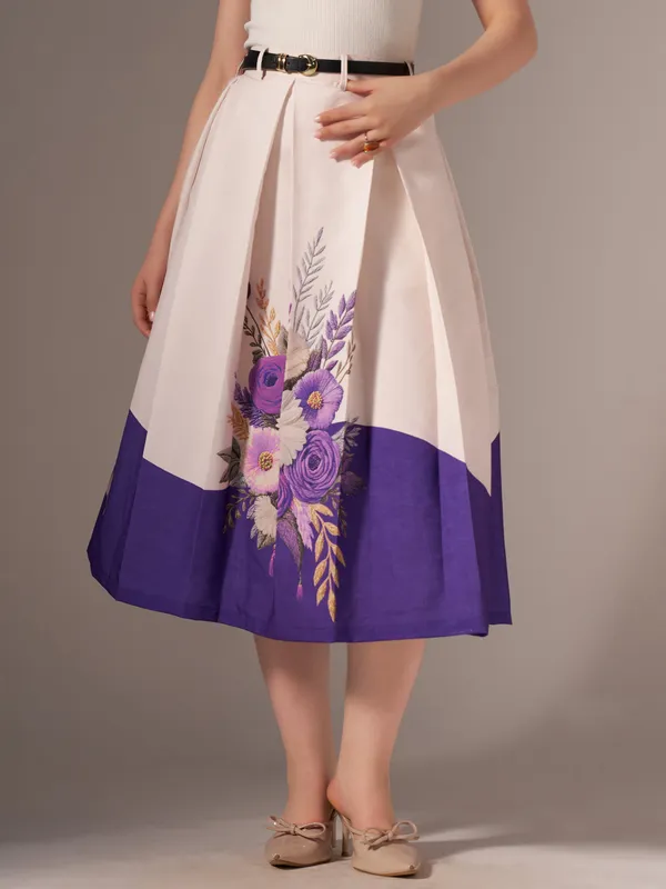 Purple_Cotton_Midi_Fla_Pleated_Skirt_With_Belt_Loop_For_Women
