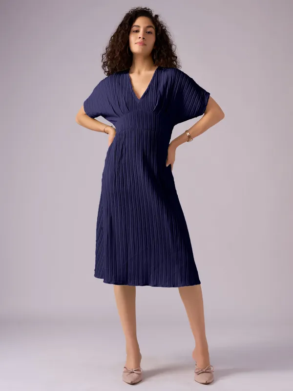 Navy-Blue_Kimono_Sleeve_Crepe_A-Line_Midi_Dress_For_Women