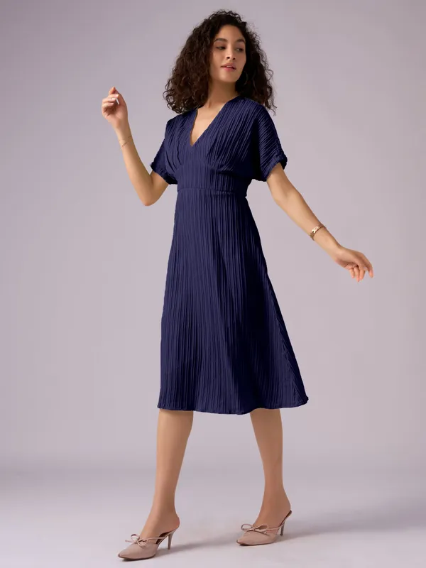 Navy-Blue_Kimono_Sleeve_Crepe_A-Line_Midi_Dress_For_Women