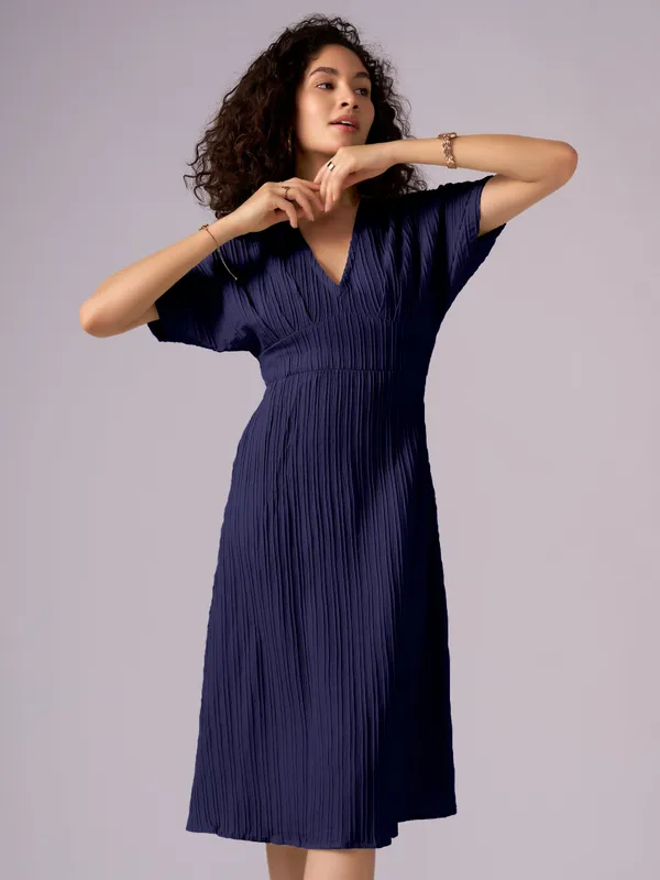 Navy-Blue_Kimono_Sleeve_Crepe_A-Line_Midi_Dress_For_Women