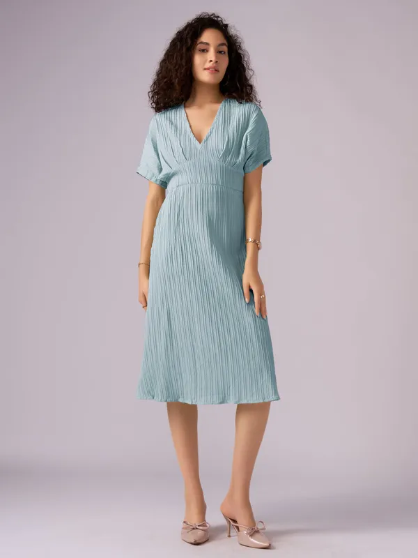 See_Green_Kimono_Sleeve_Crepe_A-Line_Midi_Dress_For_Women