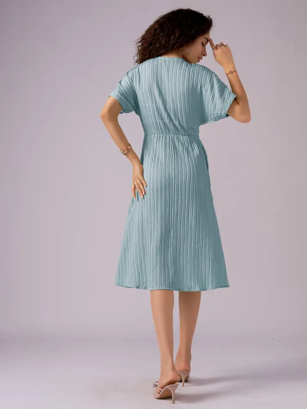 See_Green_Kimono_Sleeve_Crepe_A-Line_Midi_Dress_For_Women