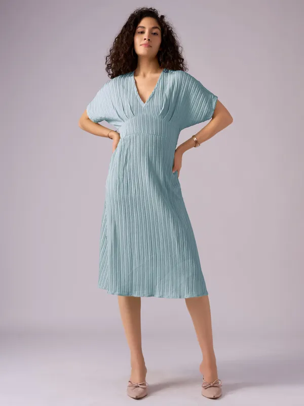 See_Green_Kimono_Sleeve_Crepe_A-Line_Midi_Dress_For_Women