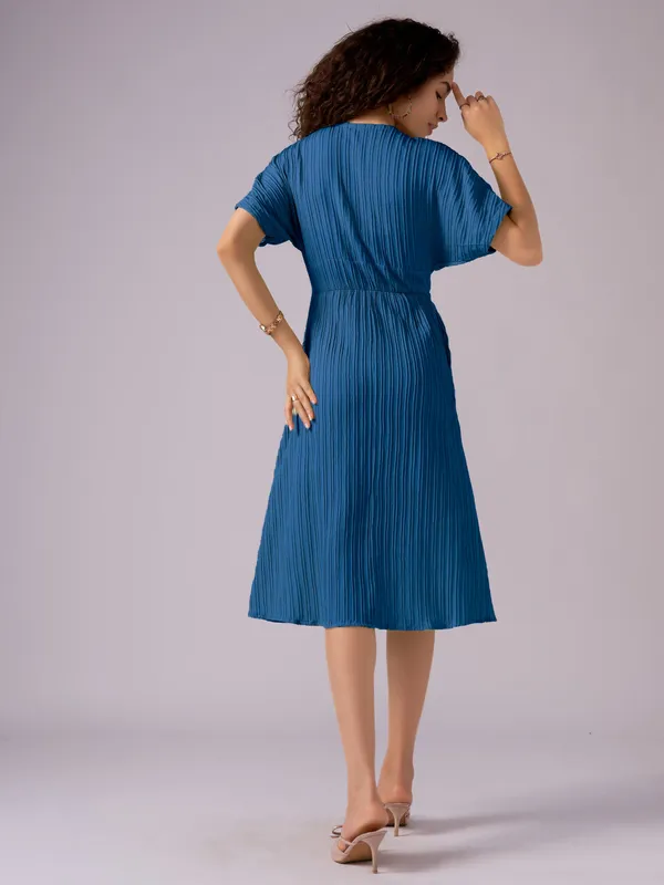 Teal_Blue_Kimono_Sleeve_Crepe_A-Line_Midi_Dress_For_Women
