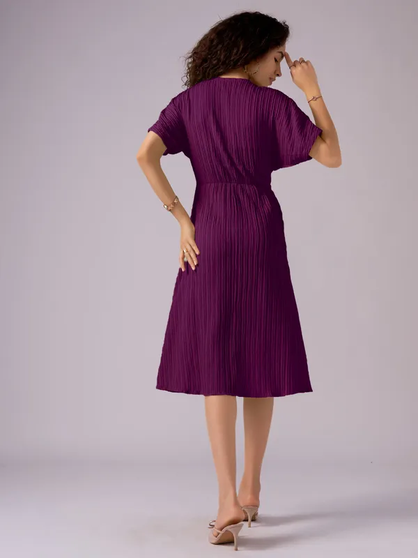 Wine_Kimono_Sleeve_Crepe_A-Line_Midi_Dress_For_Women