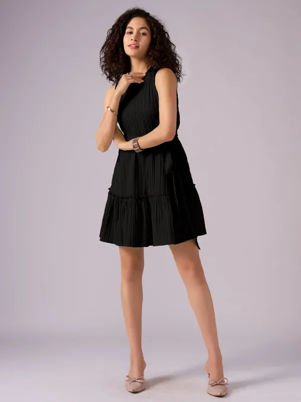 Black_Crepe_Fit_And_Flare_Mini_Dress_For_Women