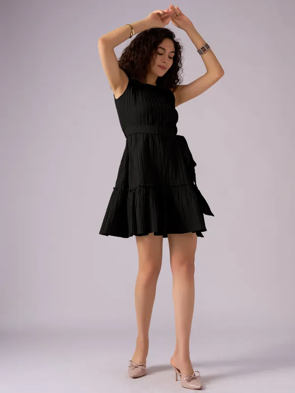 Black_Crepe_Fit_And_Flare_Mini_Dress_For_Women