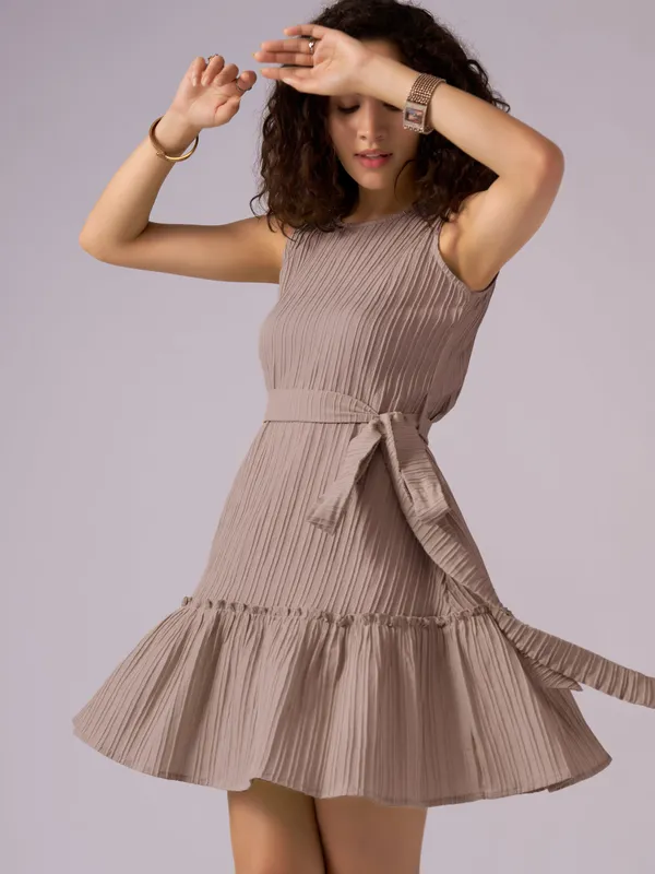 Brown_Crepe_Fit_And_Flare_Mini_Dress_For_Women