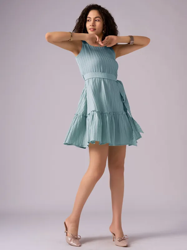See_Green_Crepe_Fit_And_Flare_Mini_Dress_For_Women