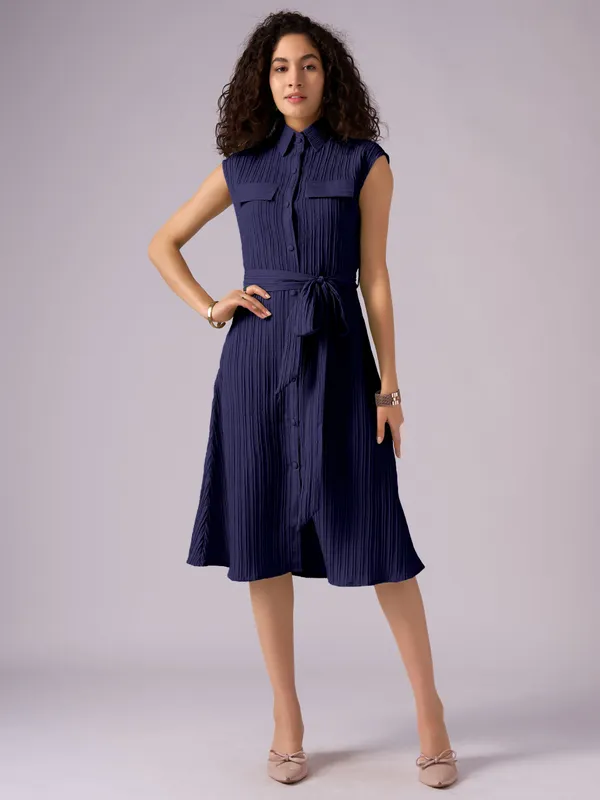 Navy-Blue_Crepe_Shirt_Midi_Dress_For_Women