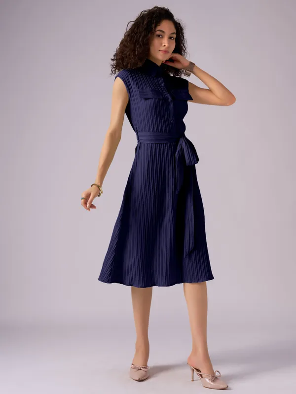 Navy-Blue_Crepe_Shirt_Midi_Dress_For_Women