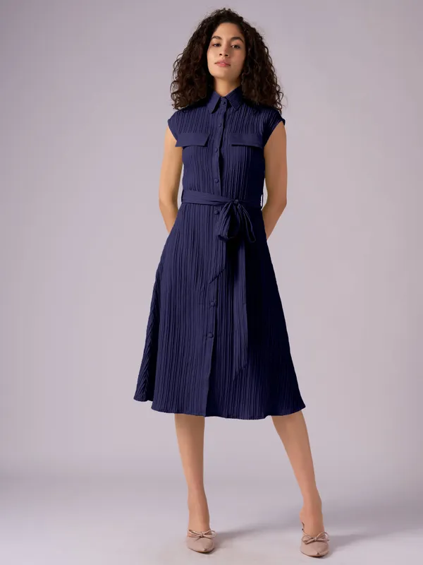 Navy-Blue_Crepe_Shirt_Midi_Dress_For_Women