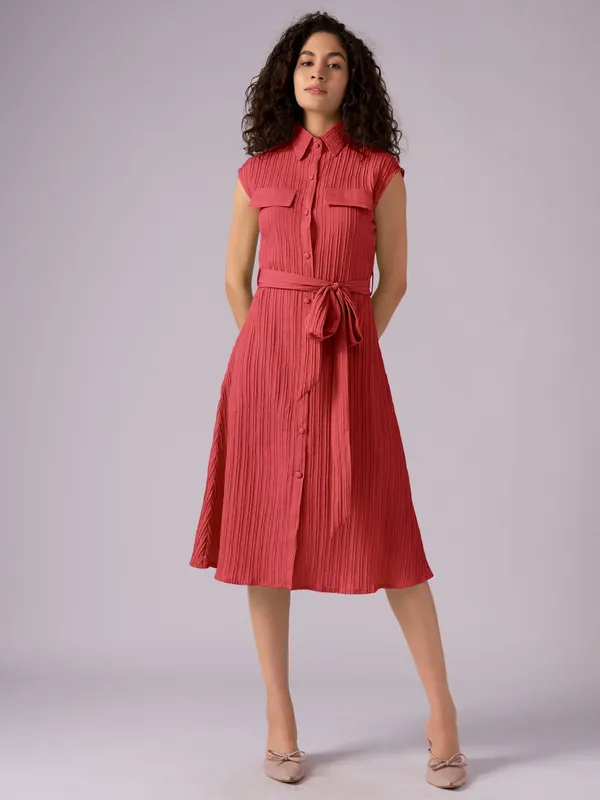 Red_Crepe_Shirt_Midi_Dress_For_Women