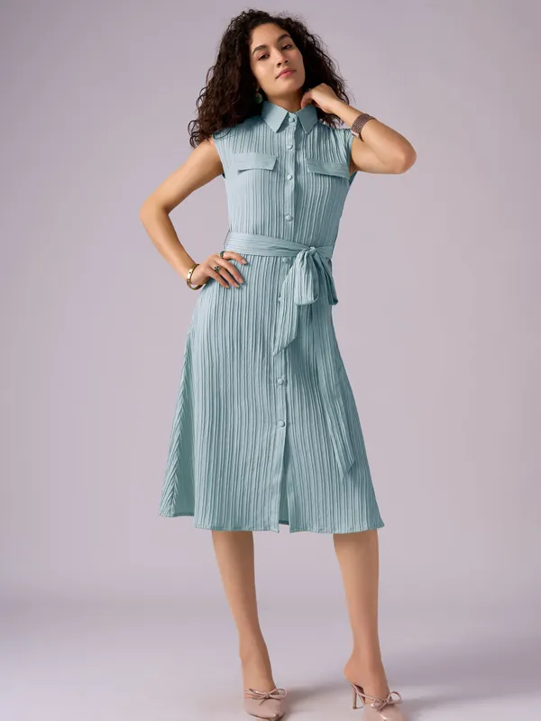 See_Green_Crepe_Shirt_Midi_Dress_For_Women