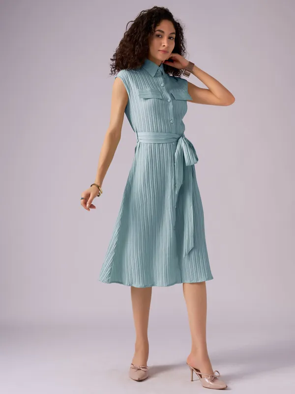 See_Green_Crepe_Shirt_Midi_Dress_For_Women