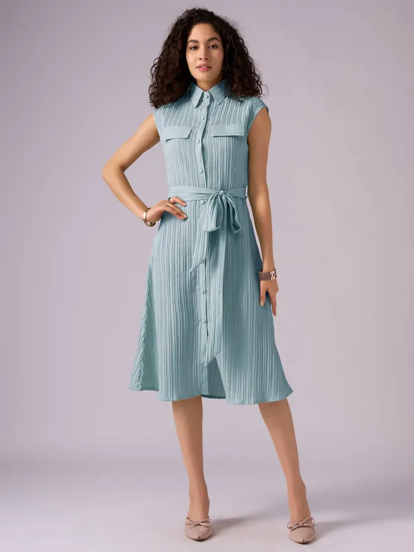 See_Green_Crepe_Shirt_Midi_Dress_For_Women