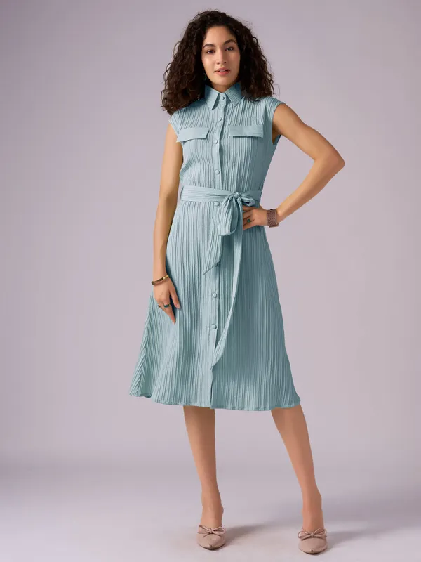 See_Green_Crepe_Shirt_Midi_Dress_For_Women