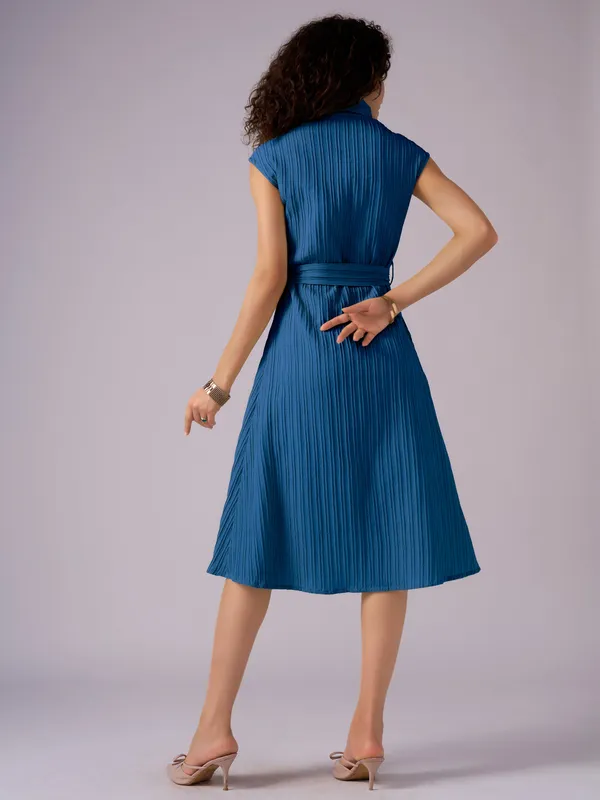 Teal_Blue_Crepe_Shirt_Midi_Dress_For_Women