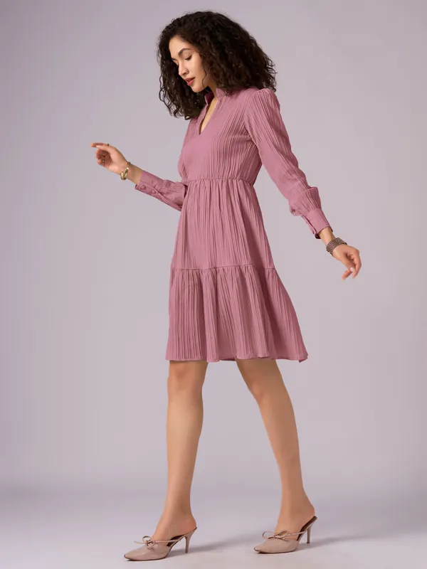 Gajri_Puff_Sleeve_Crepe_Fit_And_Flare_Mini_Dress_For_Women