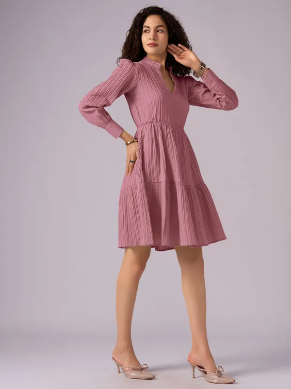 Gajri_Puff_Sleeve_Crepe_Fit_And_Flare_Mini_Dress_For_Women