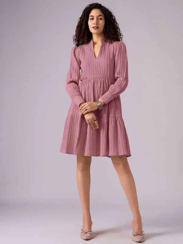 Gajri_Puff_Sleeve_Crepe_Fit_And_Flare_Mini_Dress_For_Women