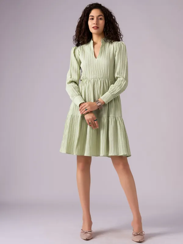 Light_Pista_Puff_Sleeve_Crepe_Fit_And_Flare_Mini_Dress_For_Women