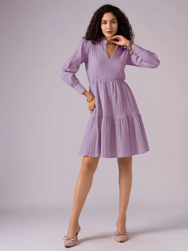 Light_Wine_Puff_Sleeve_Crepe_Fit_And_Flare_Mini_Dress_For_Women