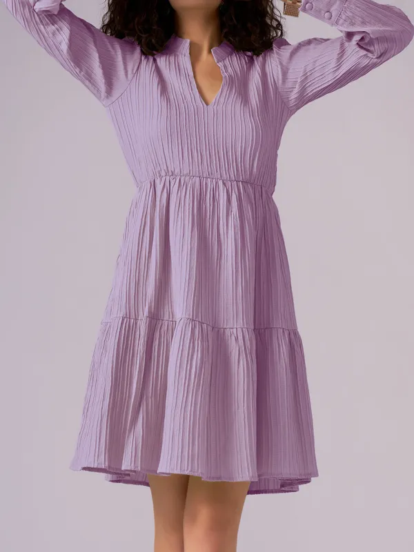 Light_Wine_Puff_Sleeve_Crepe_Fit_And_Flare_Mini_Dress_For_Women