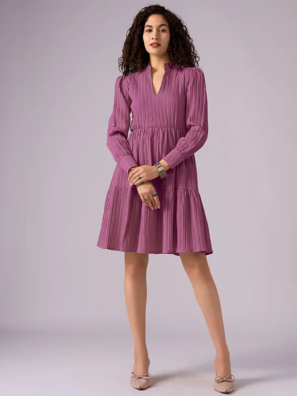 Onion_Puff_Sleeve_Crepe_Fit_And_Flare_Mini_Dress_For_Women