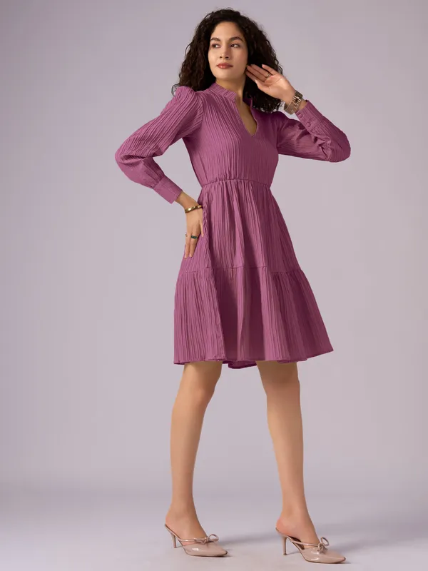 Onion_Puff_Sleeve_Crepe_Fit_And_Flare_Mini_Dress_For_Women