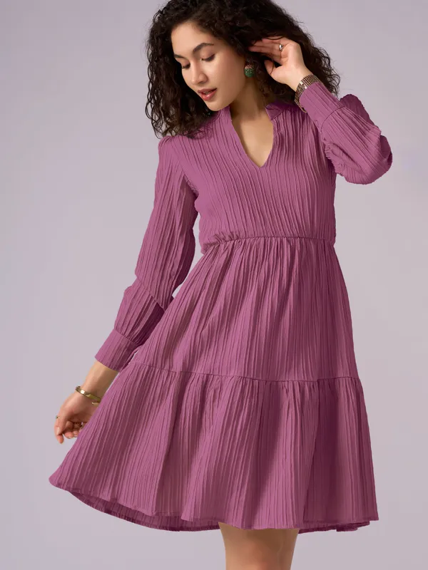 Onion_Puff_Sleeve_Crepe_Fit_And_Flare_Mini_Dress_For_Women