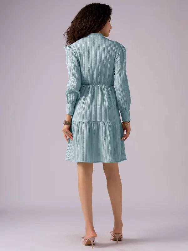 See_Green_Puff_Sleeve_Crepe_Fit_And_Flare_Mini_Dress_For_Women