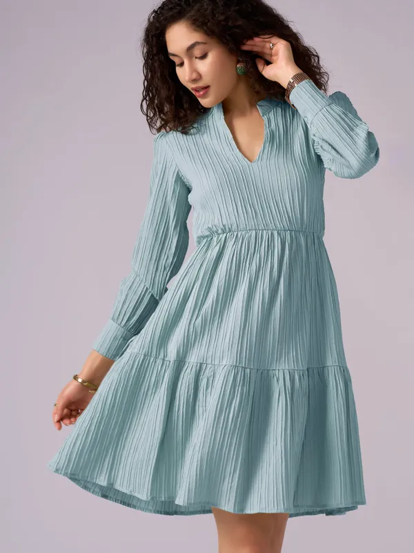 See_Green_Puff_Sleeve_Crepe_Fit_And_Flare_Mini_Dress_For_Women