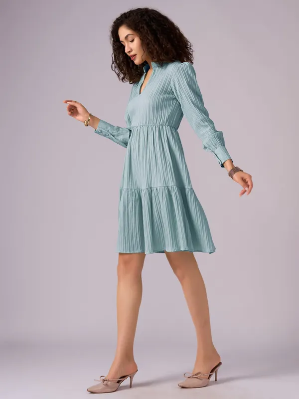 See_Green_Puff_Sleeve_Crepe_Fit_And_Flare_Mini_Dress_For_Women