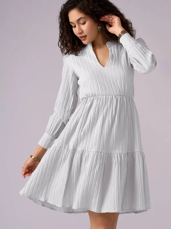 White_Puff_Sleeve_Crepe_Fit_And_Flare_Mini_Dress_For_Women