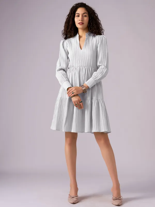 White_Puff_Sleeve_Crepe_Fit_And_Flare_Mini_Dress_For_Women