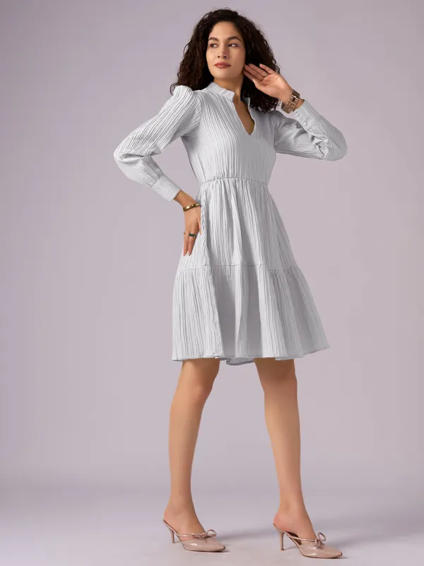 White_Puff_Sleeve_Crepe_Fit_And_Flare_Mini_Dress_For_Women