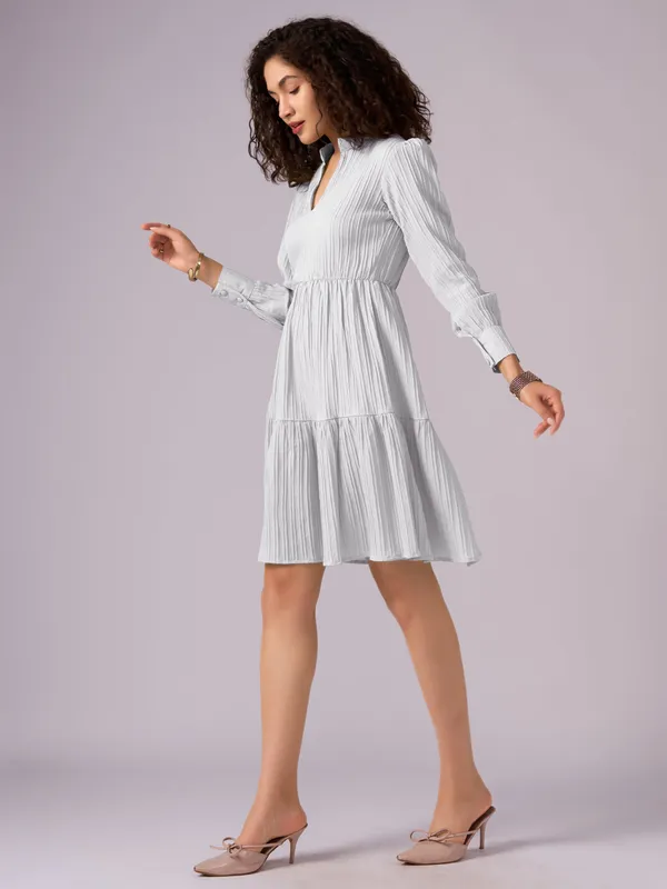 White_Puff_Sleeve_Crepe_Fit_And_Flare_Mini_Dress_For_Women