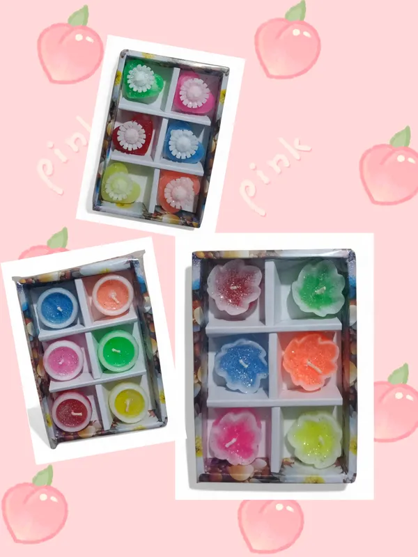 Wax_Floral_Shape_Multicolour_Candle_Set